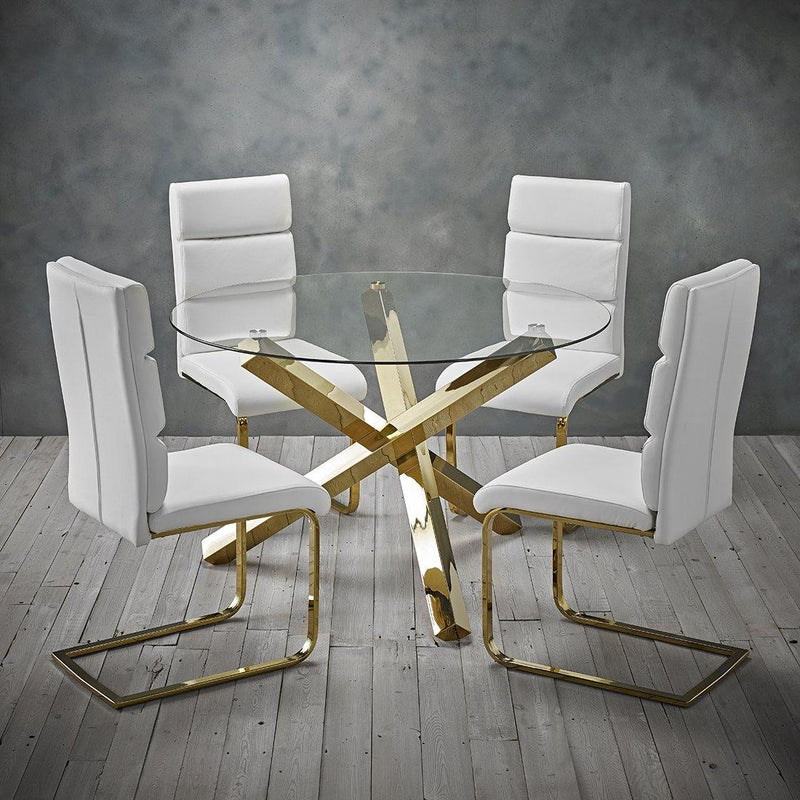 Capri Dining Table Glass Top With Gold Legs - Bankrupt Beds