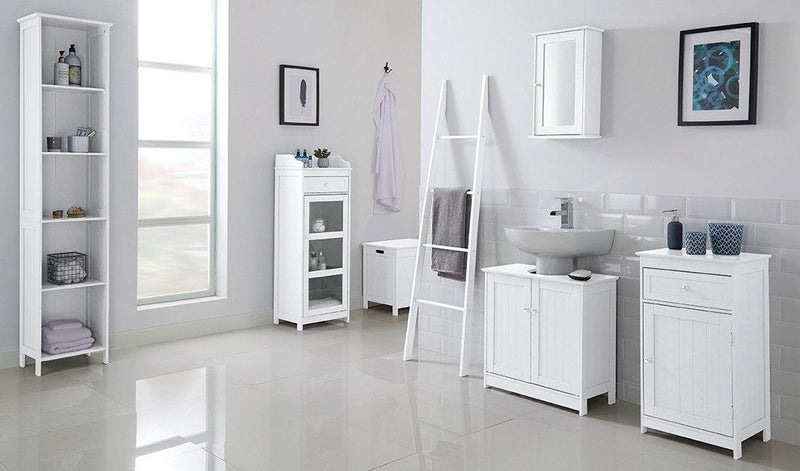 Alaska Wall Cabinet With Mirror White - Bankrupt Beds