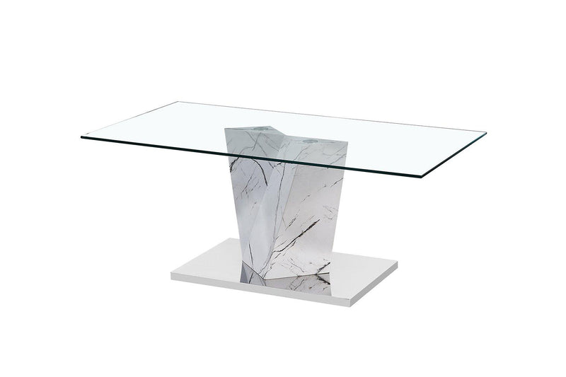 Alpha Coffee Table White Marble Effect Base - Bankrupt Beds