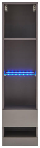 Galicia Tall Shelf Unit Grey with LED - Bankrupt Beds