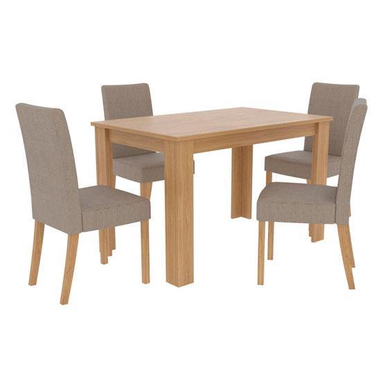 Atlanta Dining Table with Chairs Beige - Bankrupt Beds