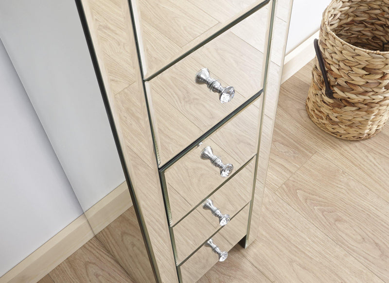 Mirrored 5 Drawer Slim Chest - Bankrupt Beds