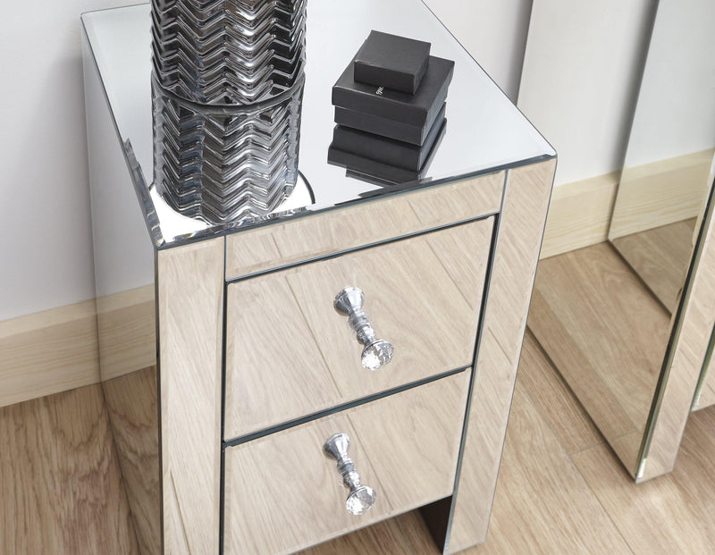 Mirrored 2 Drawer Slim Chest - Bankrupt Beds