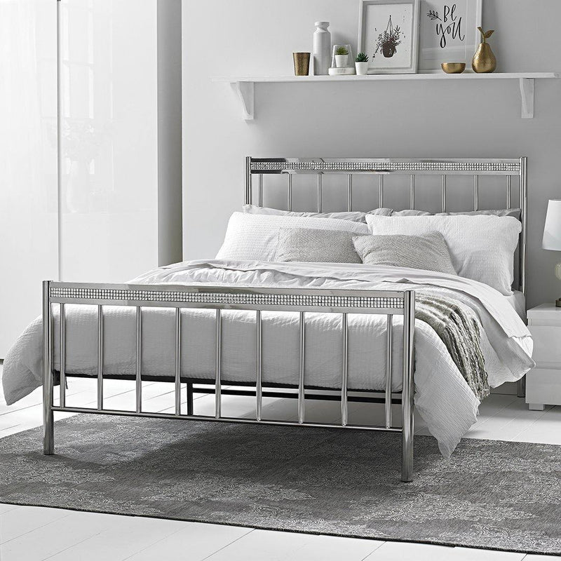Bellini 4.6 Double Bed Silver - Bankrupt Beds