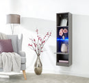Galicia Tall Shelf Unit Grey with LED - Bankrupt Beds