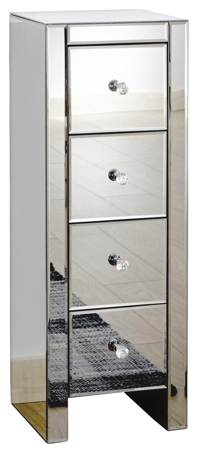 Mirrored 4 Drawer Slim Chest - Bankrupt Beds