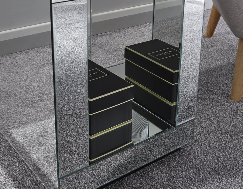 Capri Cube Lamp Table Mirrored - Bankrupt Beds