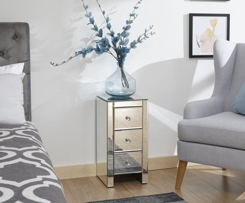 Mirrored 3 Drawer Slim Chest - Bankrupt Beds