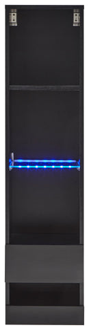 Galicia Tall Shelf Unit Black with LED - Bankrupt Beds